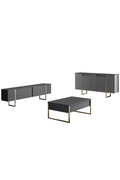 Hanah Home Consola Nogal y Oro 160cm x 35cm x 80cm - Mueble de Salón Elegante y Duradero